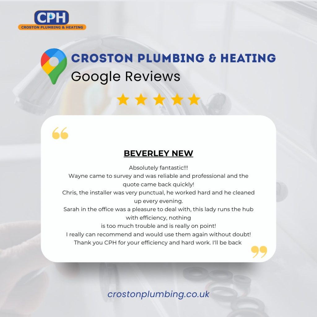 Customer review highlighting professional bathroom installation service
