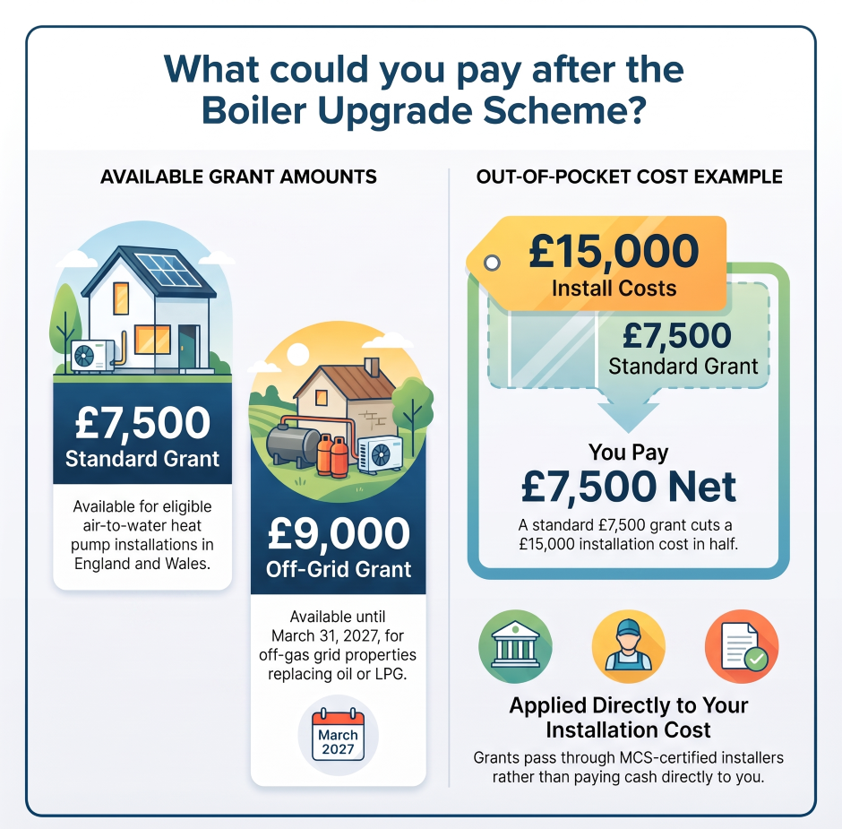 Boiler Upgrade Scheme grants for air source heat pump installations in England