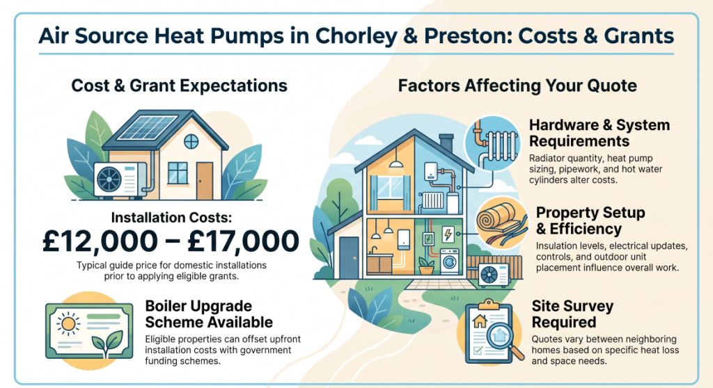 Air source heat pump installation for homes in Chorley and Preston